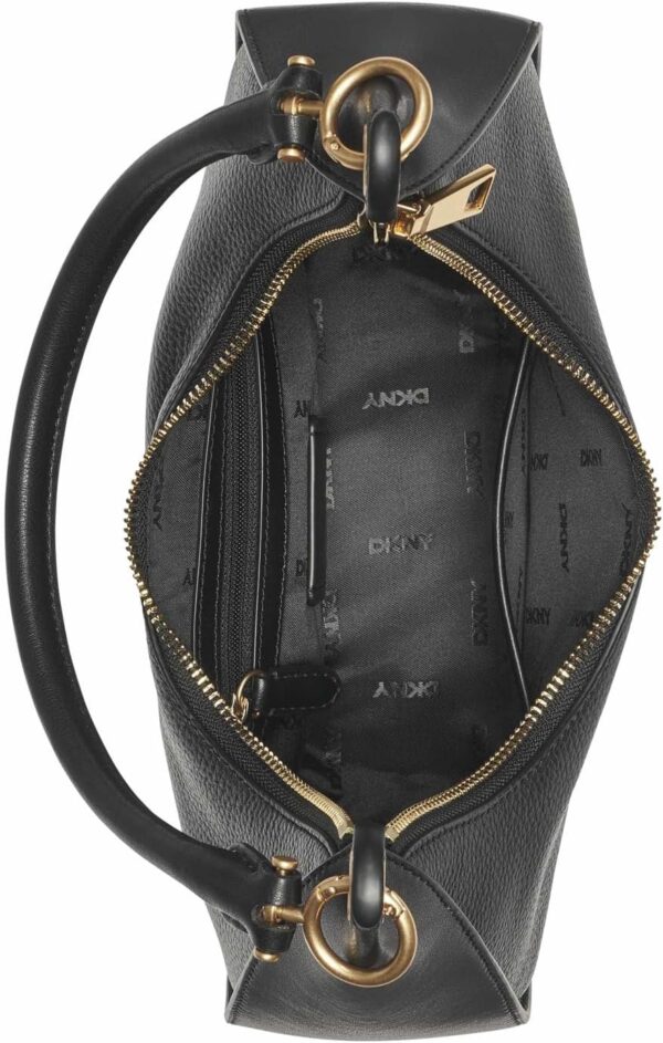 DKNY Abby Hobo Sac bandoulière femme Noir Doré élégant-3