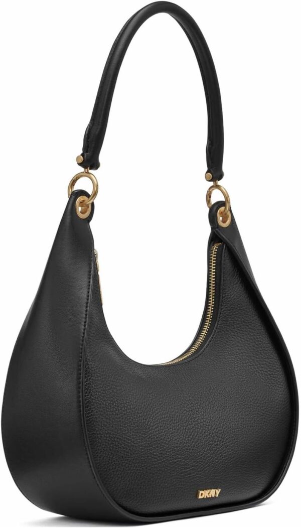 DKNY Abby Hobo Sac bandoulière femme Noir Doré élégant-1