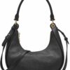 DKNY Abby Hobo Sac bandoulière femme Noir Doré élégant-0