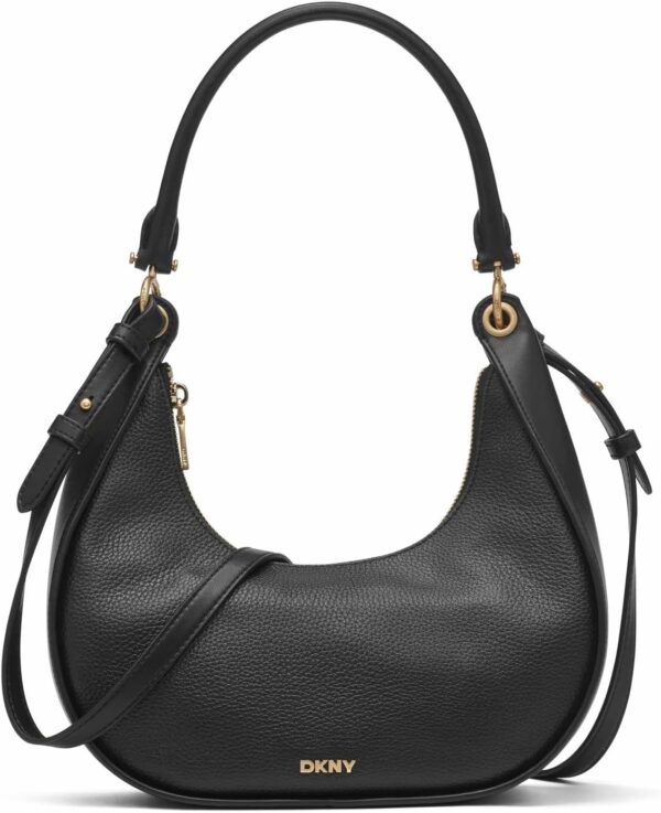 DKNY Abby Hobo Sac bandoulière femme Noir Doré élégant-0