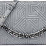 DKNY Sac Bandoulière Femme Grand Rabat Gris Foncé Noir-0