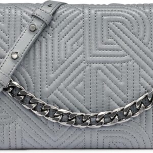 DKNY Sac Bandoulière Femme Grand Rabat Gris Foncé Noir-0