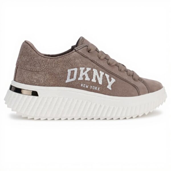 Baskets DKNY Larissa Lacets Plateforme Femme Cuir Cendre