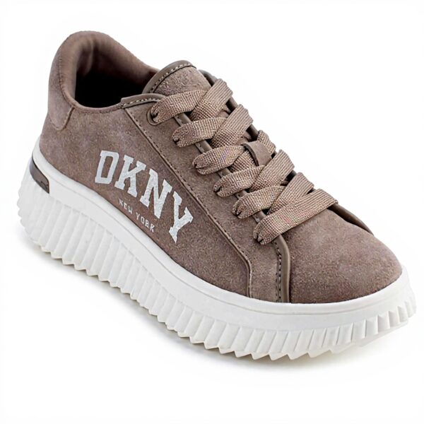 Baskets DKNY Larissa Lacets Plateforme Femme Cuir Cendre