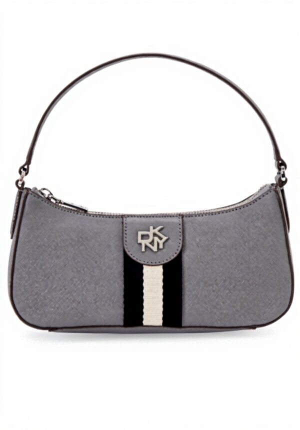 Sac bandoulière mini DKNY femme cuir gris porté main