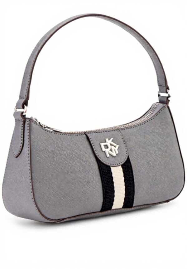 Sac bandoulière mini DKNY femme cuir gris porté main