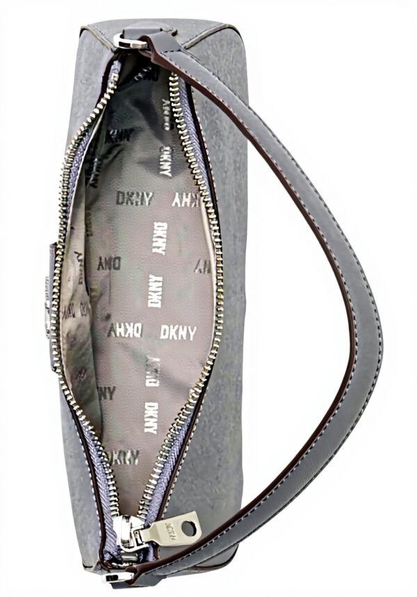 Sac bandoulière mini DKNY femme cuir gris porté main