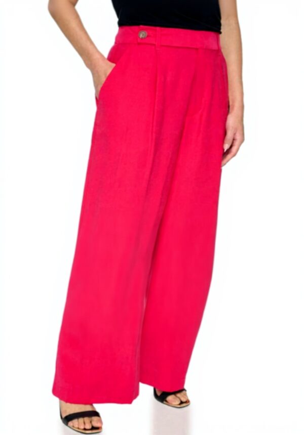 Pantalon en Sergé Givré Femme DKNY Noir Rose Amalfi