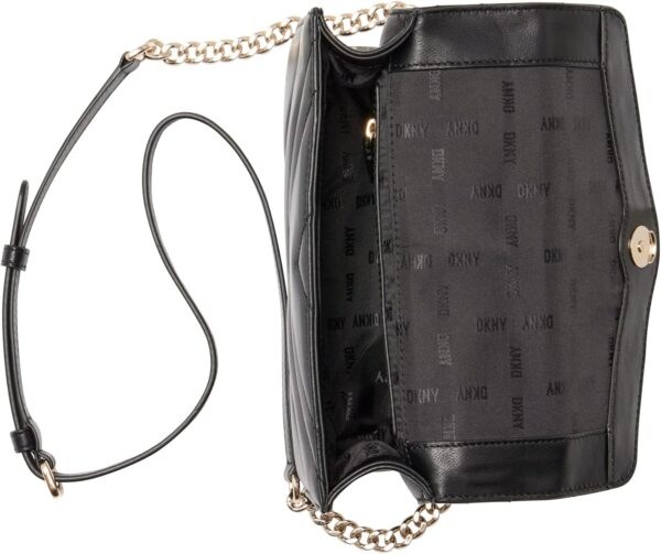 Sac bandoulière femme DKNY Elissa noir doré classique-3