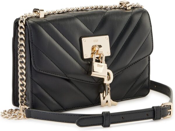 Sac bandoulière femme DKNY Elissa noir doré classique-4