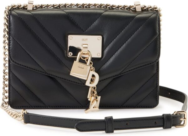 Sac bandoulière femme DKNY Elissa noir doré classique-0
