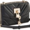 Sac bandoulière femme DKNY cuir noir doré crossbody-4