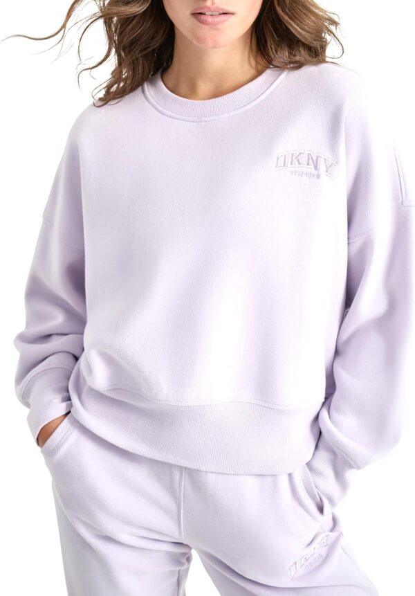 Pull Femme DKNY Logo Brodé Col Rond Poches Confortable-1