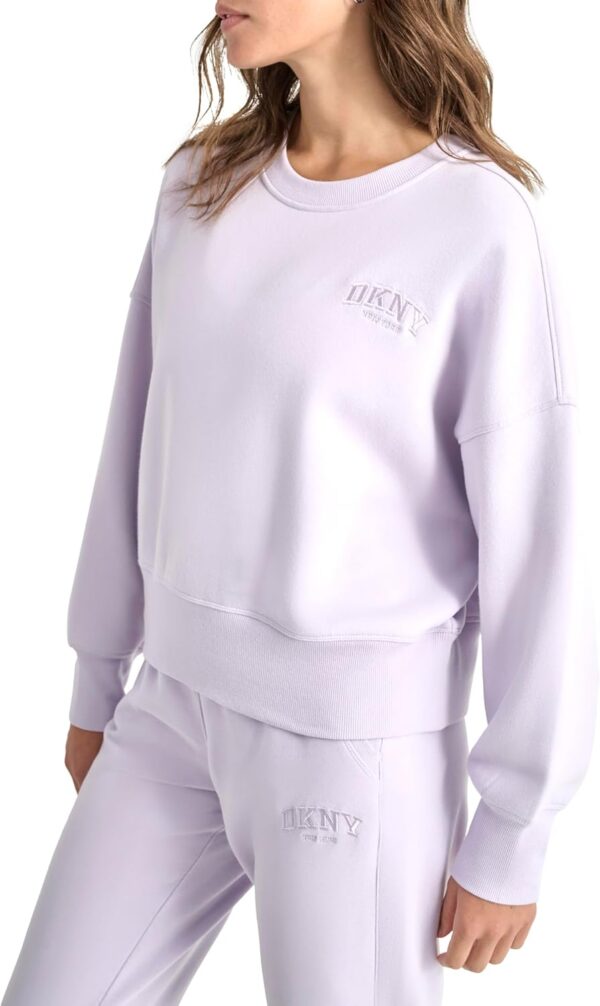 Pull Femme DKNY Logo Brodé Col Rond Poches Confortable-2