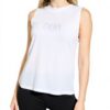 Débardeur Satin Logo DKNY Femme Blanc T-Shirt Élégant