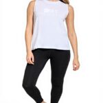 Débardeur Satin Logo DKNY Femme Blanc T-Shirt Élégant