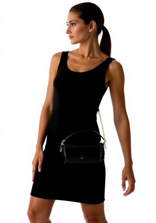 Sac à main DKNY Jojo 23 cm Noir Doré porté main femme