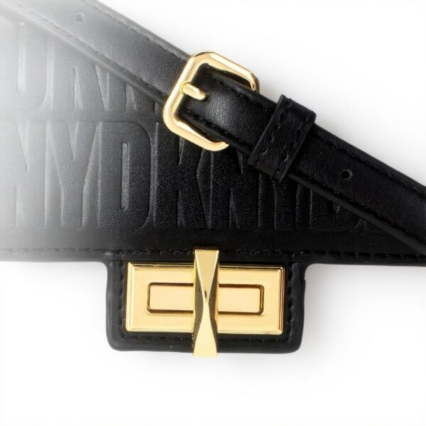 Sac à main DKNY Jojo 23 cm Noir Doré porté main femme