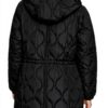 Manteau DKNY Femme Zip Capuche Matelassé Élégant Noir