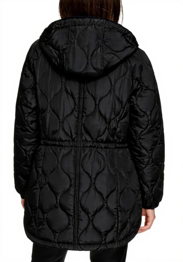 Manteau DKNY Femme Zip Capuche Matelassé Élégant Noir
